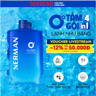 Sữa tắm gội MÁT LẠNH TOÀN THÂN CHỈ SAU 3S hương nước hoa cao cấp NERMAN 0 Độ 4in1 330ml