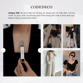 Tinh dầu nước hoa CODEDECO Unique 022 10ml dạng xịt