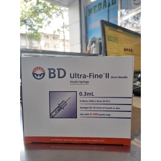 ỐNG TIÊM, CHÍCH TIỂU ĐƯỜNG BD ULTRA-FINE II 0.3ml (100 cái/hộp)