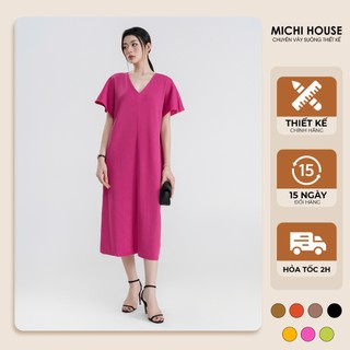 Đầm Suông Dự Tiệc MICHI House Váy Xuông Dáng Dài Cổ V Bigsize Nhiều Màu V433