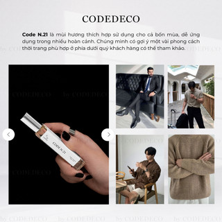 Tinh dầu nước hoa nam CODEDECO CODE N.21 10ml dạng xịt