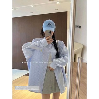 Áo Sơ mi kẻ dọc logo mini (8386) - MIDISTORE