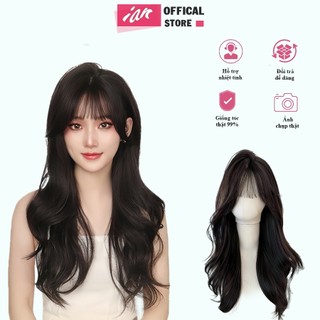 Tóc nguyên đầu ian, tóc giả nguyên đầu xoăn da đầu dệt kim cao cấp