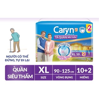 [ Quần Siêu Thấm] Tã Bỉm Quần Người Lớn Caryn Siêu Thấm Chống Tràn Size M14/L12/XL10 Miếng