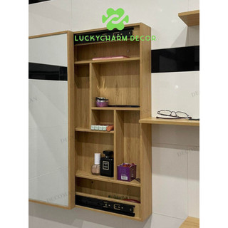 Kệ treo tường kèm gương đa năng 2IN1 đựng đồ LUCKYCHARM đựng mỹ phẩm phong cách hiện đại tiết kiệm không gian - d25