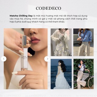 Tinh dầu thơm unisex CODEDECO Matcha Chilling Day 10ml dạng xịt