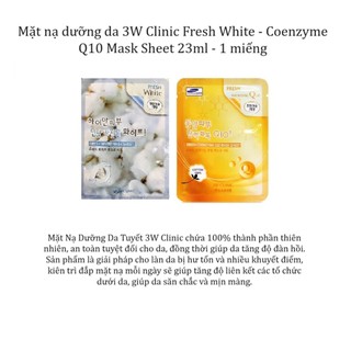 Mặt nạ dưỡng da 3w clinic fresh white - coenzyme q10 mask sheet 23ml - 1 miếng