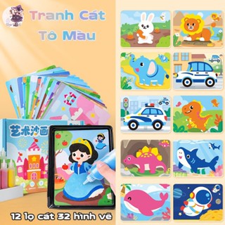 Đồ Chơi Tranh Vẽ Cát Tập Tô Màu Cho Bé Kèm 54 Hình Vẽ 30 Lọ Cát Đủ Màu Sắc Cho Bé sáng Tạo An Toàn Không Độc Hại