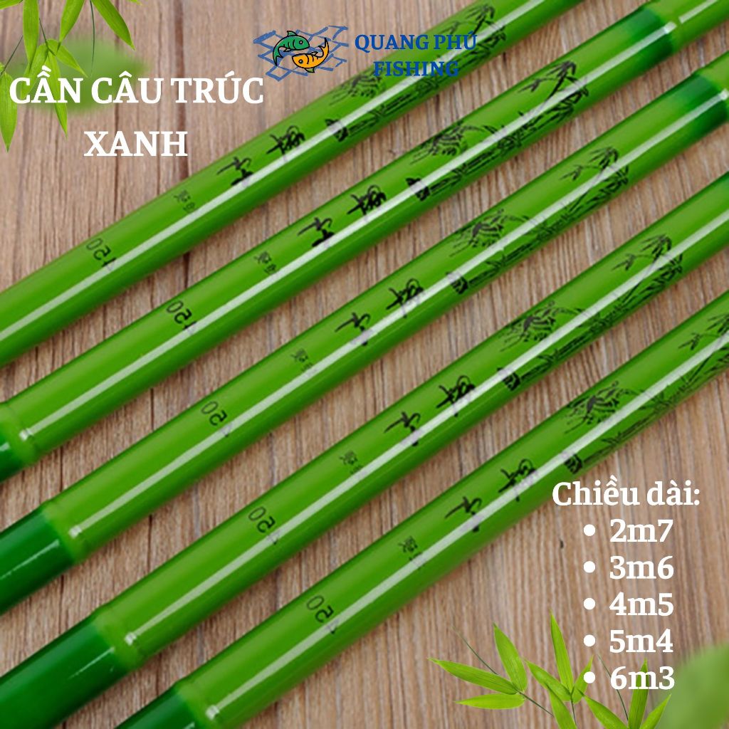 Cần câu tay trúc xanh 3h giá rẻ ngọn 0.9mm câu cá rô diếc dâu đơn dài 2m7 3m6 4m5 5m4 6m3 chất liệu 