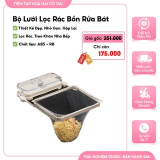 Bộ lưới lọc rác + treo khăn bồn rửa chén kèm 50 túi lọc chống tắc nghẽn tiện dụng