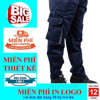 Quần bảo hộ lao động màu tím than phối ghi đậm có túi hộp ( Quần PN31), Bảo hộ lao động Phúc Nam