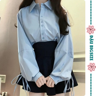  Áo sơ mi nữ tay phồng buộc nơ xinh xắn cách điệu chất lụa chéo mềm mịn  có bigsize  50-96kg - SM170 