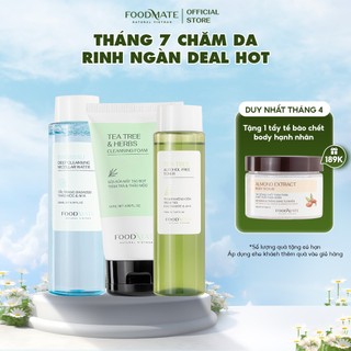 Bộ ba chăm da ngừa mụn FOODMATE phù hợp da dầu tẩy trang 200ml x sữa rửa mặt 120ml x toner 150ml