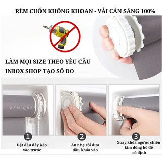Rèm cuốn KHÔNG KHOAN -Rèm cản sáng 100% ( đặt rèm mọi kích thước)