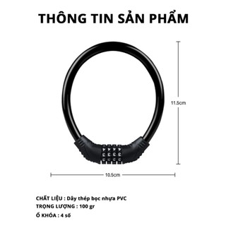 Khóa xe đạp thể thao chống trộm khóa dây treo yên xe đạp 4 số xoay mã khóa tránh mất chìa khóa