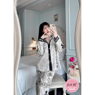 Đồ bộ- set ngủ mặc nhà pijama Cham ghi lụa xước mát