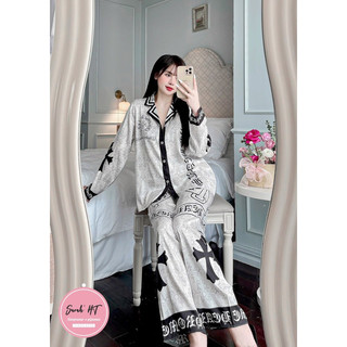 Đồ bộ- set ngủ mặc nhà pijama Cham ghi lụa xước mát