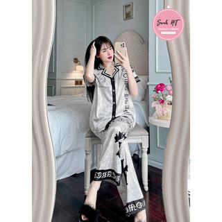 Đồ bộ- set ngủ mặc nhà pijama Cham ghi lụa xước mát