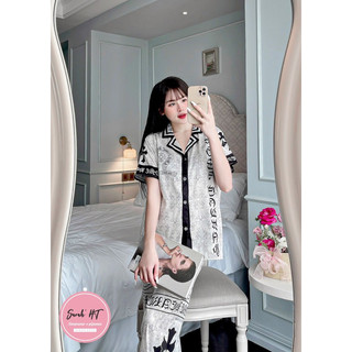 Đồ bộ- set ngủ mặc nhà pijama Cham ghi lụa xước mát