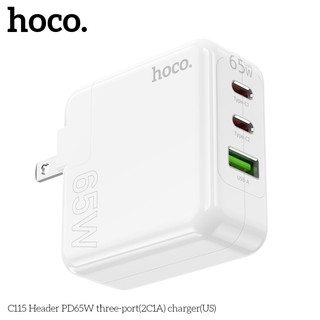  Cốc sạc nhanh Hoco C115  3 cổng  USB và 2 Type C hỗ trợ sạc nhanh 65W chất liệu PC chống cháy. 