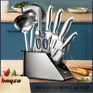 Bộ dao nhà bếp inox 11 món BAYCO cao cấp đa năng,chống gỉ siêu sắc bén,Bộ dao đa năng nhà bếp