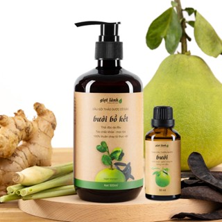 Bộ Dầu gội bồ kết và Tinh dầu bưởi nguyên chất - hỗ trợ kích mọc tóc, giảm rụng tóc Giọt Lành