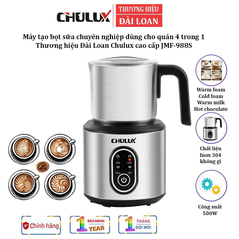Máy tạo bọt đánh sữa 4 trong 1 Chulux JMF-988S cao cấp chuyên dùng cho quán cà phê - Nhập Khẩu