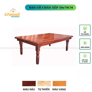 Bàn trà gỗ chân xếp gọn kích thước 50x70cm - Bàn gỗ chân gấp 47wood