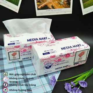 Khăn giấy rút Media Mart 300 tờ/3 lớp siêu dai mềm mịn - Giấy rút trắng loại 1 bịch lớn