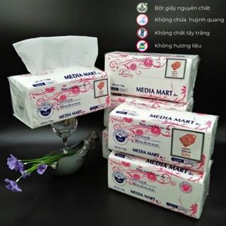 Combo 6 bịch khăn giấy rút Media Mart 300 tờ/3 lớp siêu dai mềm mịn - Giấy rút trắng loại 1 bịch lớn
