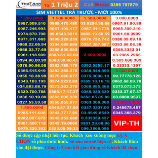 Viettel 09 đẹp - Chọn số - Sim Trả TRước, 4G, nghe gọi, Toàn quốc, Sim có những gói cước 4g hấp dẫn