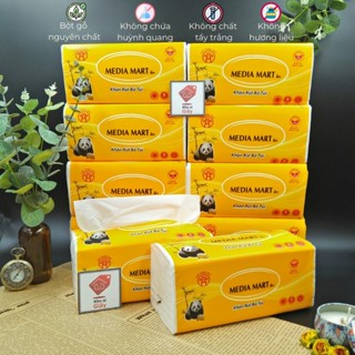 Combo 10 bịch khăn giấy rút Media Mart 300 tờ/3 lớp gấu trúc siêu dai mềm mịn - Giấy rút trắng loại 1 bịch lớn