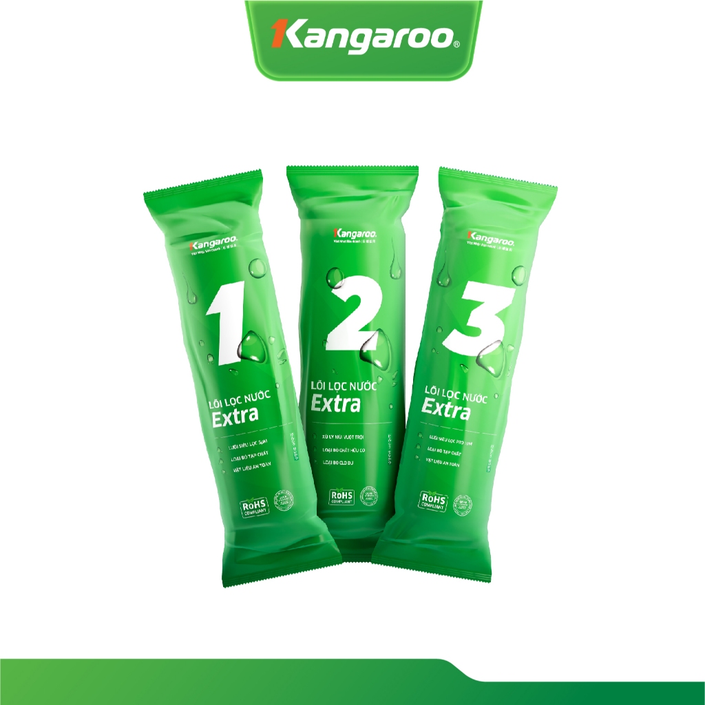 Combo bộ 3 lõi lọc thô kangaroo số 1,2,3 dùng cho máy ro