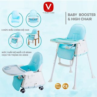 GHẾ ĂN DẶM HANBEI VBABY 3IN1 ĐẦY ĐỦ BÁNH XE, ĐỆM & GHẾ ẮN DẶM GA001 VBABY