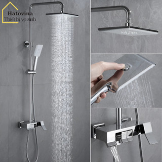 Sen cây tắm đứng phím đàn hato inox sus 304 , vòi sen cây vuông nóng lạnh 3 chế độ xả nước, chống bám cặn canxi - sc128