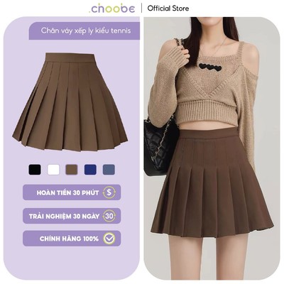 Chân váy xếp ly Choobe kiểu lưng cao ôm eo dáng tennis nữ xoè ngắn chữ A có quần bảo hộ CV38