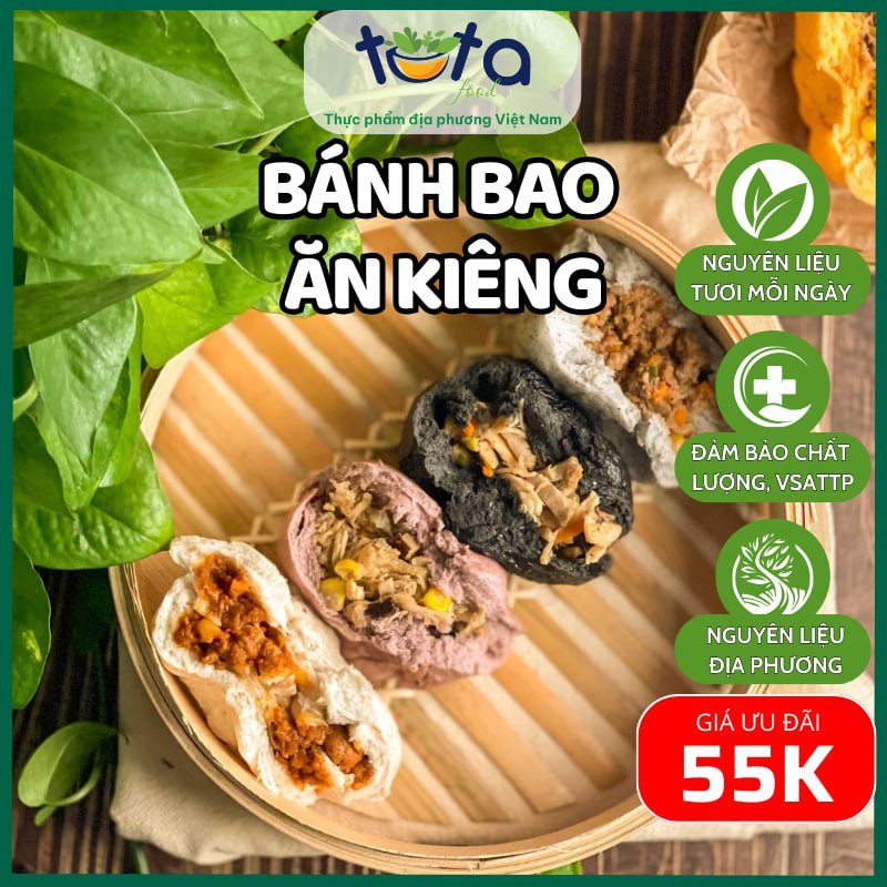 Bánh bao Ăn kiêng, bánh bao healthy giảm cân - đông lạnh Tuta Foods Ship 2h hoả tốc HCM