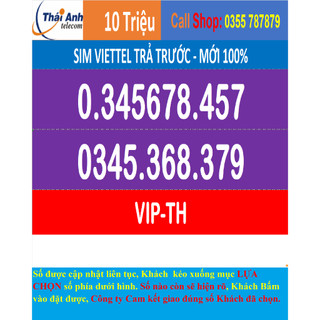 Viettel 09 đẹp - Chọn số - Sim Trả TRước, 4G, nghe gọi, Toàn quốc, Sim có những gói cước 4g hấp dẫn