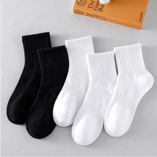 Tất trơn cổ cao chất liệu 100% cotton co giãn, vớ cao cổ nam nữ phong cách Hàn Quốc màu trắng đen