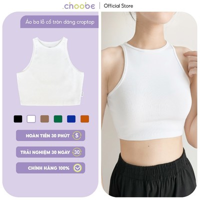 Áo croptop Choobe ba lỗ nữ cổ tròn cao cotton sát nách kiểu ôm dáng lửng body thun tank top A100