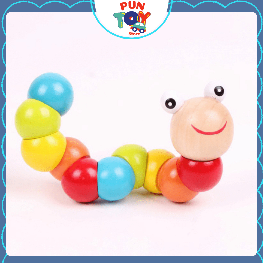 SÂU GỖ UỐN DẺO nhiều sắc - đồ chơi gỗ cho bé yêu shop Mẹ Gạo shop Mẹ Gạo