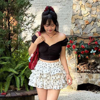 Áo thun trễ vai dáng croptop chất thun tăm - Retrostyle- Crttrevai2402_P12K13