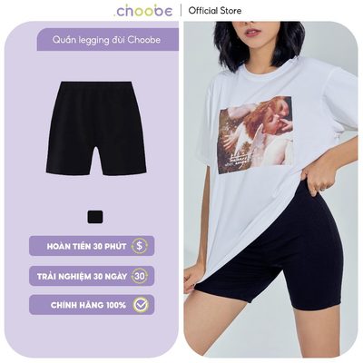 Quần legging đùi Choobe biker nữ lửng ngố đồ mặc nhà lưng thun ôm cao cấp tập gym yoga bigsize Q31