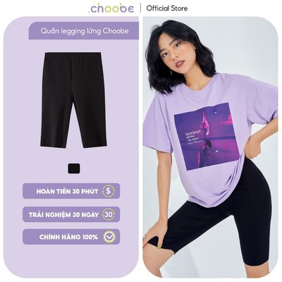 Quần legging nữ Choobe lửng biker đùi ngố mặc nhà dáng ôm bó cao cấp lưng thun tập gym yoga bigsize