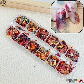 Set giấy bạc vụn trang trí móng 12 ô và 6 ô tone đỏ đất sét - Nails Red