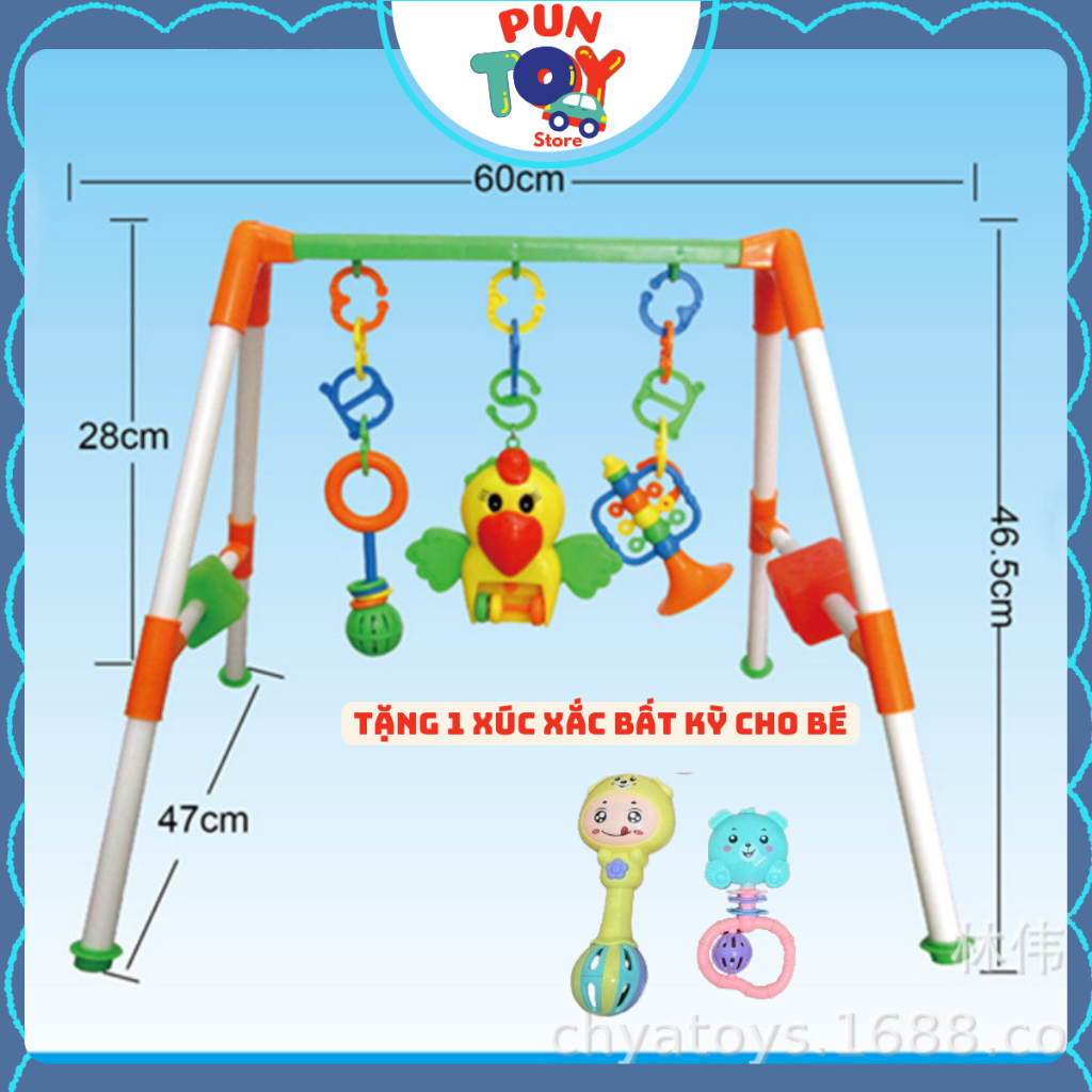 (Sẵn Pin, tặng thêm xúc xắc)Kệ Chữ A Lục Lạc Phát Nhạc Hình Con Vẹt Cho Bé Yêu Pun Toys Store