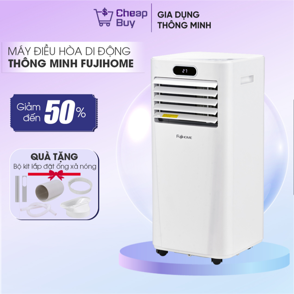 Máy lạnh di động 9000BTU phòng 15-35m2 nhập khẩu FUJIHOME, điều hòa đứng mini di động làm lạnh portable air con