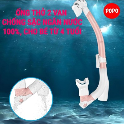 Ống thở lặn biển POPO TB5 công nghệ 2 van chống sặc ngăn nước 100% an toàn cho bé từ 4 tuổi