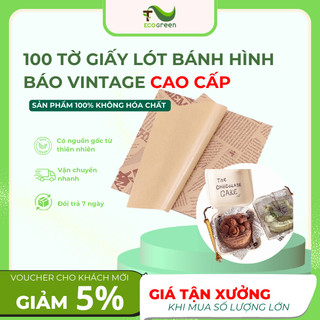 Set 100 tờ giấy lót bánh bento bánh kem hình tờ báo vintage size 18x18cm - t2ecogreen