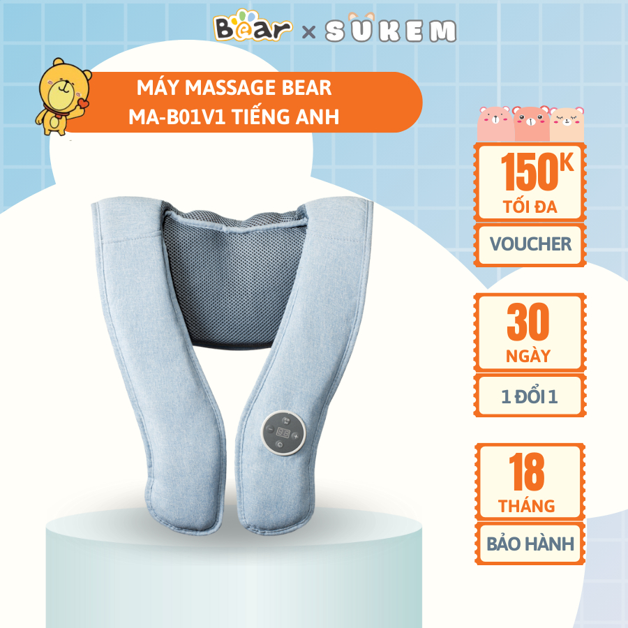 Máy Massage Vai Gáy Bear Mát Xa Đấm Lưng Làm Nóng Bằng Tia Hồng Ngoại Cao Cấp - MA-B01V1